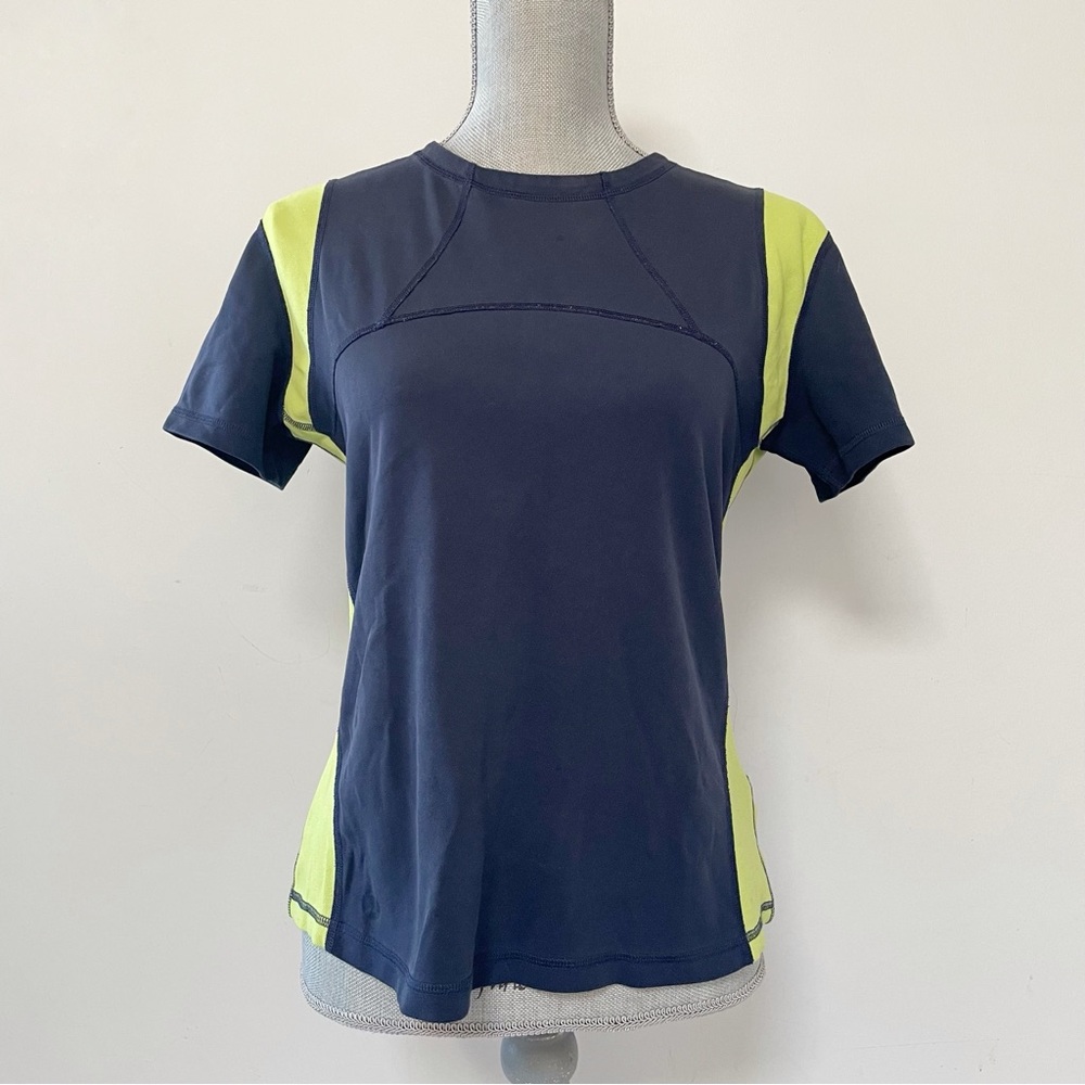 Lululemon vintage t shirt reversible navy with yellow green and dark green